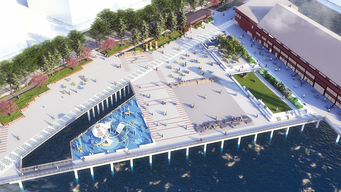 Aerial rendering of the new pier 58